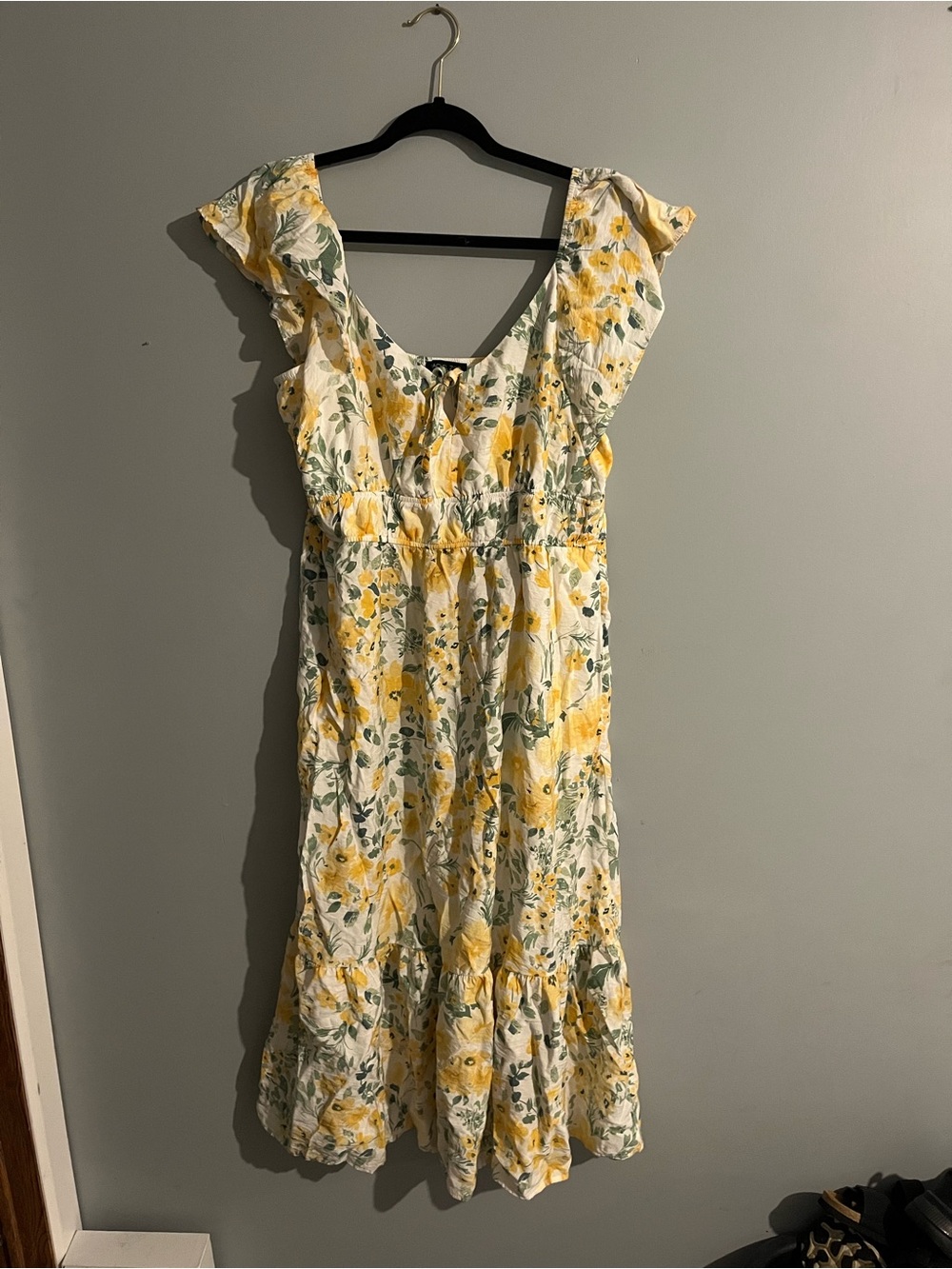 Rachel Zoe Yellow & Green Floral Dress size XL feminine